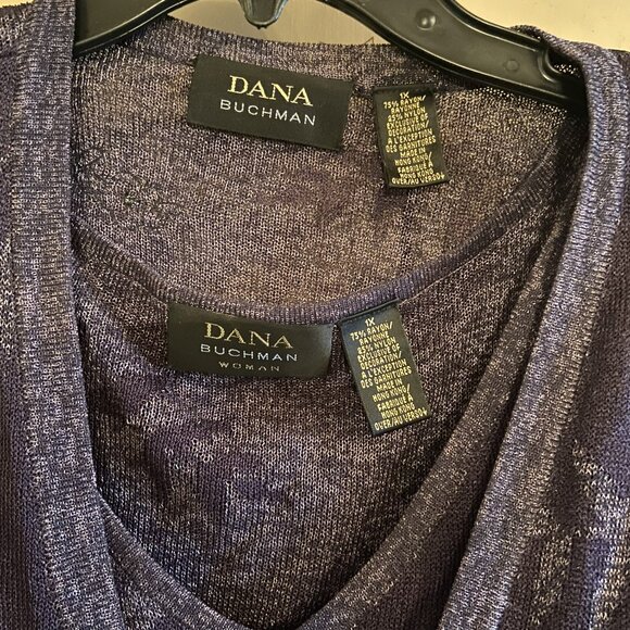 Dana Buchman 2 piece - Deep Purple Sweater Set -Cardigan and Tank Size 1X - Picture 3 of 5